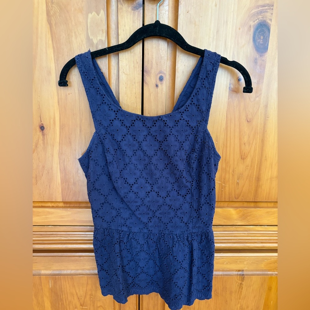 Lilly Pulitzer Ashton Eyelet Tank Top with Ruffled Peplum and Scalloped Hem